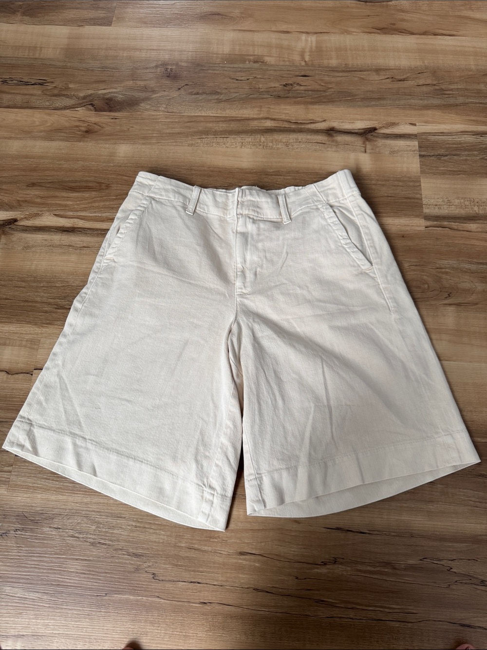 American Eagle Outfitters Cream High-Rise Bermuda Shorts